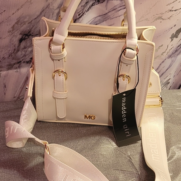 Madden Girl Handbags - Madden Girl Cream Satchel with Gold Hardware